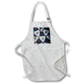 Apron - Image of Mandala With Light Blue And White Triangles Over Navy Blue lens Art by Florene - Mandala Fractals