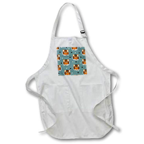 Apron - Tiger Heads Pattern Blue Designs Jungle Animals