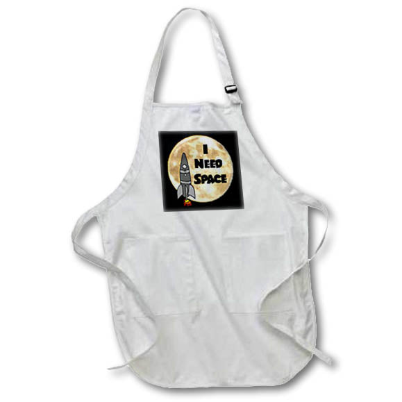 Apron - Funny Cute Spaceship Rocket I need space and Moon Satire Cartoon Funny