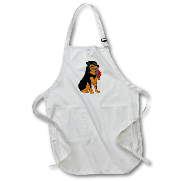 Apron - Funny Cute Rottweiler Puppy Dog with Saturn Disc Cartoon Pets