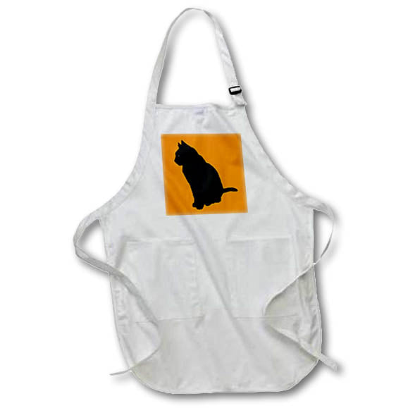 Apron - Halloween Black Cat Silhouette Minimalist Shape Vector Art - Cat Silhouette