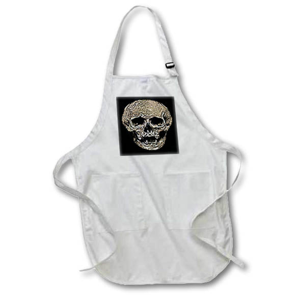 Apron - Vile Grungy Skull Art Illustration In Black and Greige Vector Art - Skull