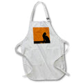 Apron - Silhouette Of A Black Cat Sitting On A Fence Vector - Cat Silhouette