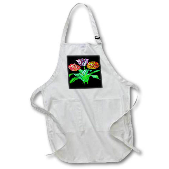 Apron - Tulip Trio Colorful Artistic Flowers Vector Vector Art - Tulips