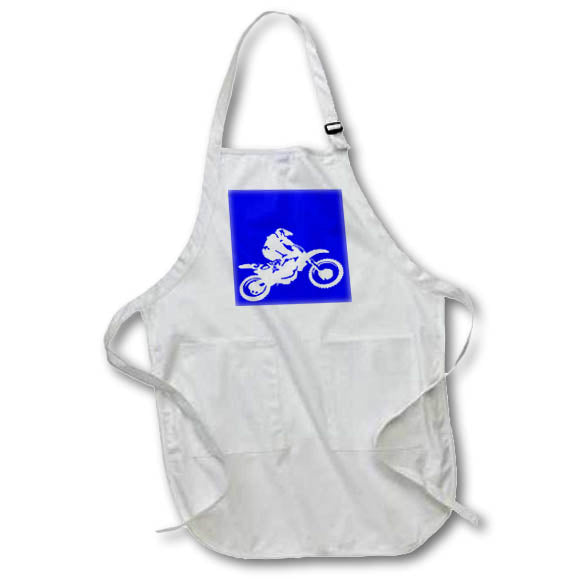 Apron - MotorX Silhouette Dirt Bike White Silhouette Vector Art - Dirt Bike