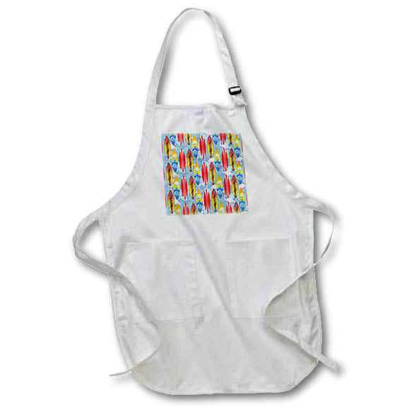 Apron - A Hawaiian surfing pattern with retro surfboards and flamingos. Creative Studios – Surfing Surfboards
