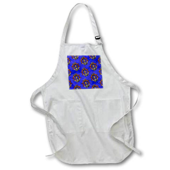 Apron - Ship anchor and helm nautical pattern over a blue sailing chart. Creative Studios – Nautical Sailing