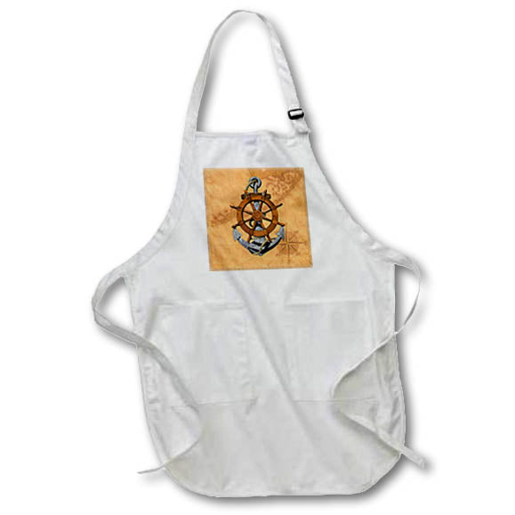 Apron - A vintage ship anchor and helm on a sailing chart of the Florida Keys. Creative Studios – Nautical Sailing