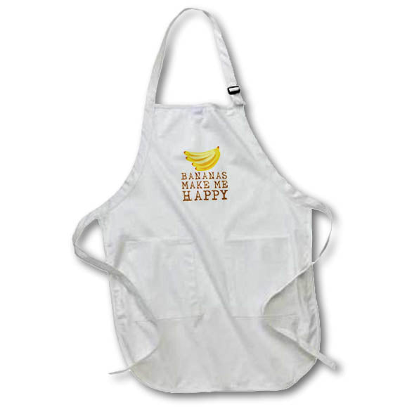 Apron - An image of four yellow bananas. Bananas make me happy funny text Alexis Design - Fruits Banana