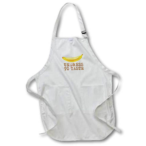 Apron - An image of a yellow banana. A funny decorative text Undress to taste Alexis Design - Fruits Banana
