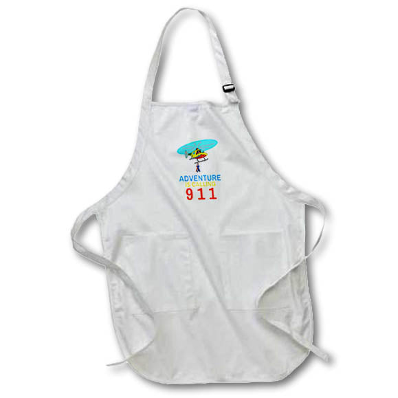Apron - Rescue helicopter in action. Adventure is calling nine one one text Alexis Design - Funny