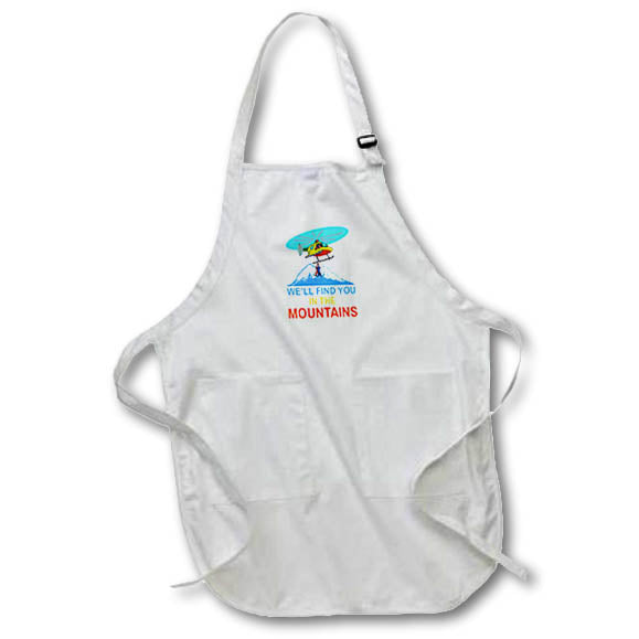 Apron - Rescue helicopter in action. We will find you in the mountains text Alexis Design - Funny