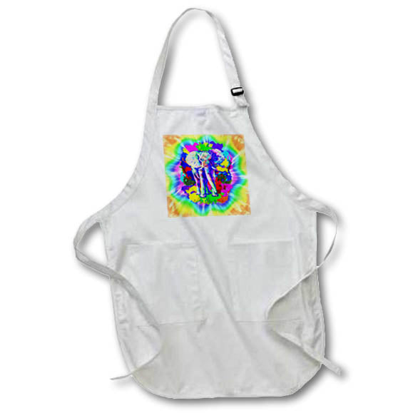 Apron - A colorful elephant animal safari art over tie dye background. Creative Studios – Wildlife Safari Art