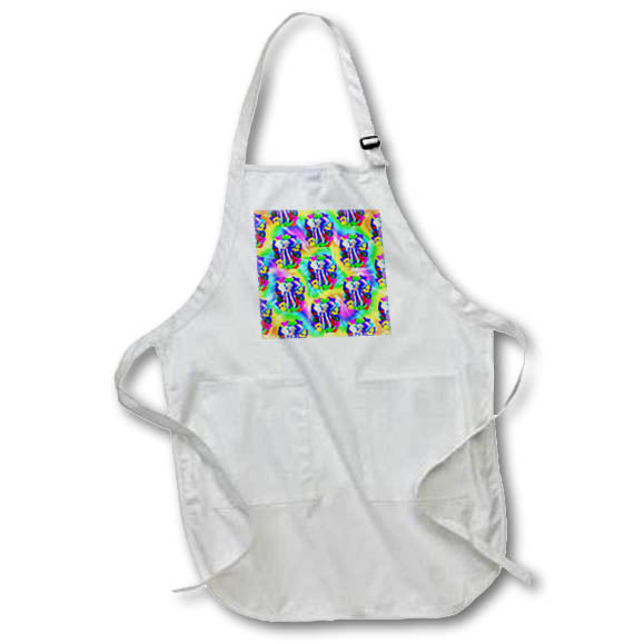 Apron - A colorful elephant animal safari parttern over tie dye background. Creative Studios – Wildlife Safari Art