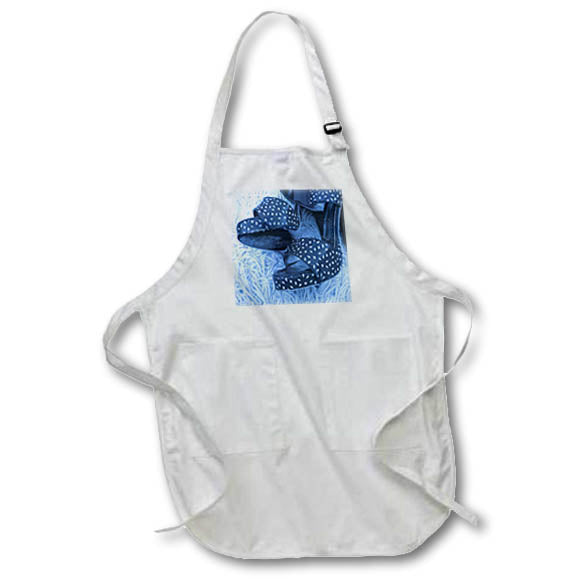 Apron - Image of Pair Of Blue Polka Dot Ladies Heels On Blue Shag Rug lens Art by Florene - Blue Everywhere