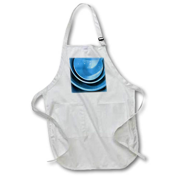 Apron - Image of Set Of Three Bowls Stacked Color Medium Blue lens Art by Florene - Blue Everywhere