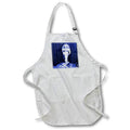 Apron - Image of Hand Made Blue Mermaid On Table Against Navy Blue Curtain lens Art by Florene - Blue Everywhere