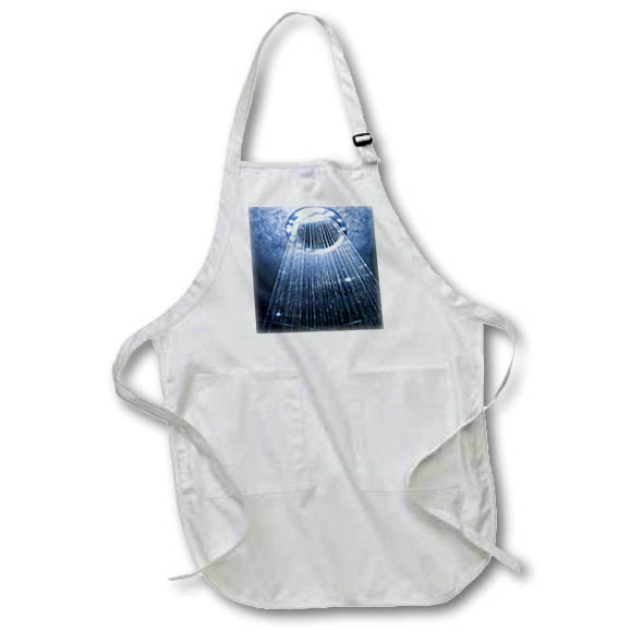 Apron - Image of Blue Showerhead Sprays Water With Blue Textured Ceiling lens Art by Florene - Blue Everywhere