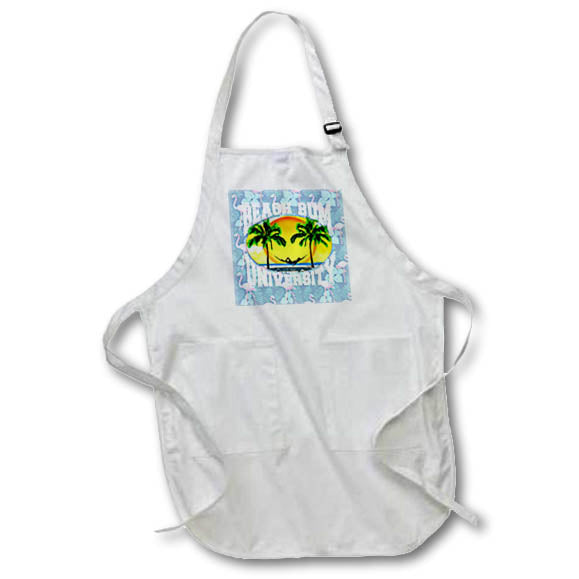 Apron - A funny beach quote, Beach Bum University on pink flamingo pattern. Creative Studios – Beaches Bum