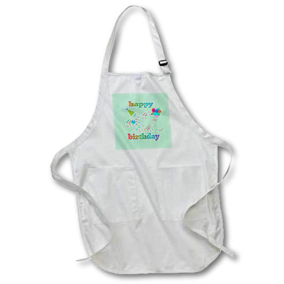 Apron - Happy 42nd Birthday, Cupcake with Candle, Balloons, Hat, Colorful