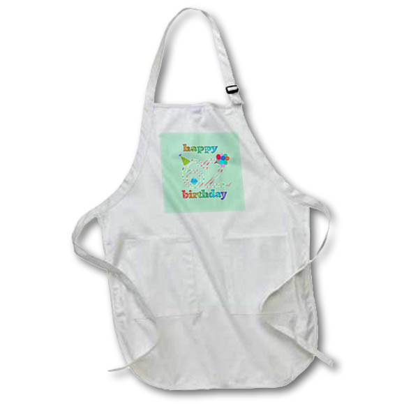 Apron - Happy 62nd Birthday, Cupcake with Candle, Balloons, Hat, Colorful