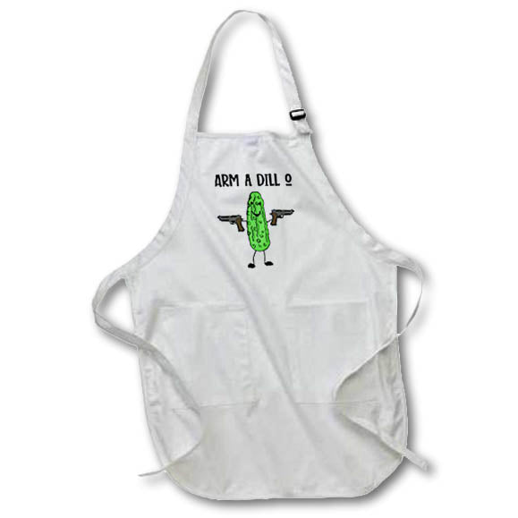 Apron - Cute Funny Arm a Dill o Armadillo Pun with Armed Dill Pickle Handguns Funny