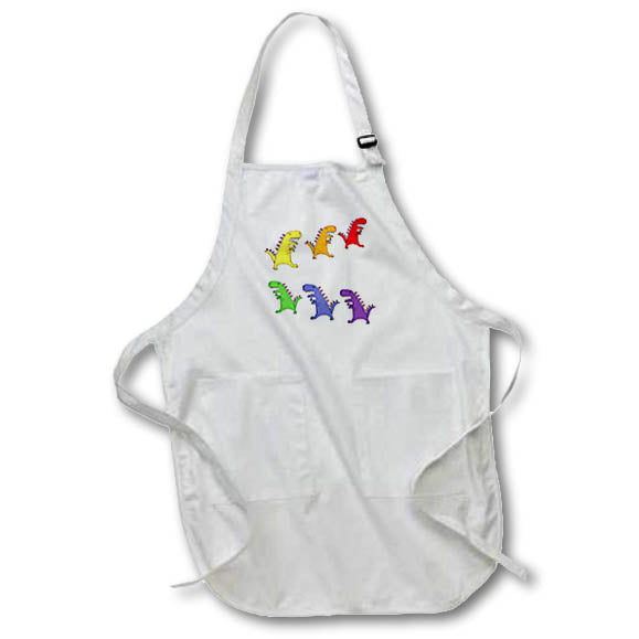 Apron - Funny Cute Rainbow T-rex Dinosaurs Chasing each other Cartoon Funny