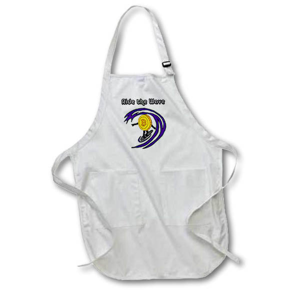 Apron - Funny Cute Bitcoin BTC Surfer Dude Cryptocurrency Ride the Wave Crypto