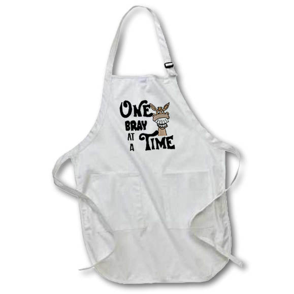 Apron - Funny Cute One Bray at a Time Donkey Pun Cartoon Funny