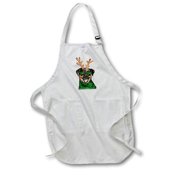 Apron - Rottweiler in Antlers Sunglasses and a Winter Scarf for Christmas Fleas NaviDOG Collection