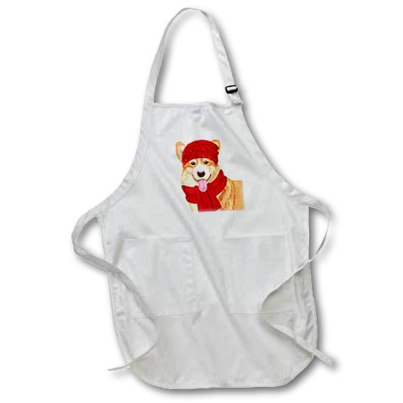 Apron - Welsh Corgi Holiday Dog in Winter Gear for the Dog Lovers Christmas Fleas NaviDOG Collection