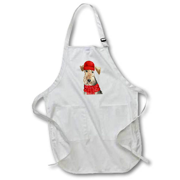 Apron - Cute Welsh Terrier Christmas Dog in Winter Beanie and Scarf Fleas NaviDOG Collection