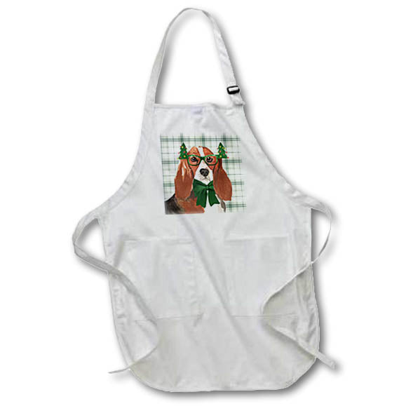 Apron - Christmas Basset Hound and Green Plaid Christmas for the Dog Lover Fleas NaviDOG Collection