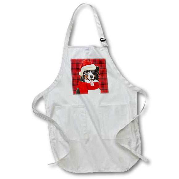 Apron - Bernese Mountain Dog and Red Holiday Plaid Pet Lover Christmas Fleas NaviDOG Collection