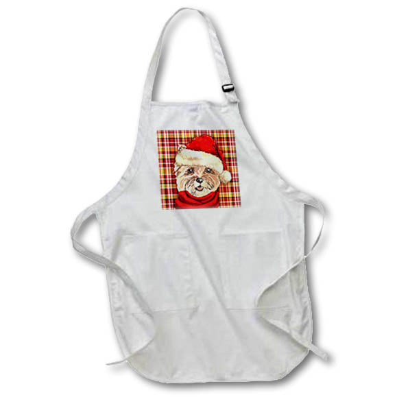 Apron - Cairn Terrier Christmas Dog with Gold and Red Holiday Plaid Fleas NaviDOG Collection