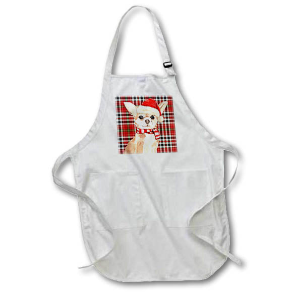 Apron - Christmas Chihuahua with Red and Green Holiday Plaid Dog Lover Fleas NaviDOG Collection