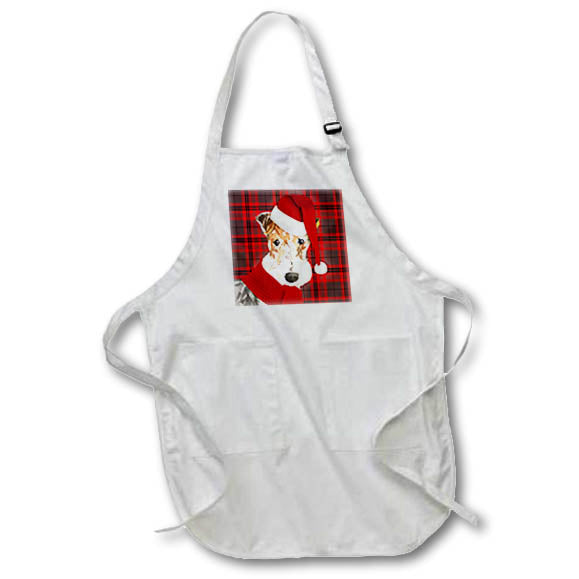 Apron - Wire Fox Terrier Christmas Dog with Bold Red Holiday Plaid Fleas NaviDOG Collection
