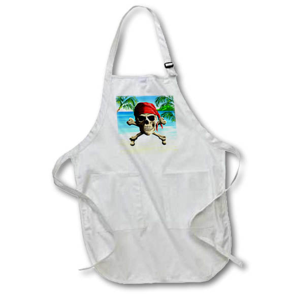 Apron - A Jolly Roger pirate skull and crossed bones beach vacation design. Creative Studios – Pirates Jolly Roger