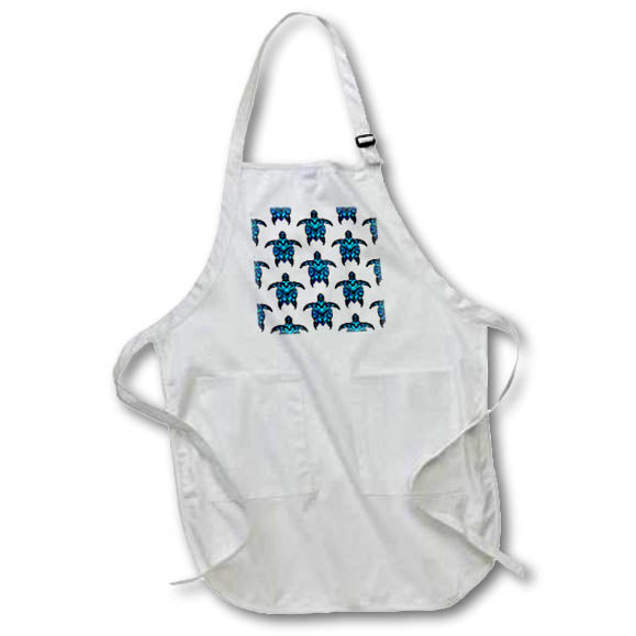Apron - A blue and black Hawaiian Polynesian style turtle pattern. Creative Studios – Tribal Ocean Animals