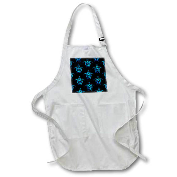 Apron - A blue and black Hawaiian island tattoo style turtle Honu pattern. Creative Studios – Tribal Ocean Animals