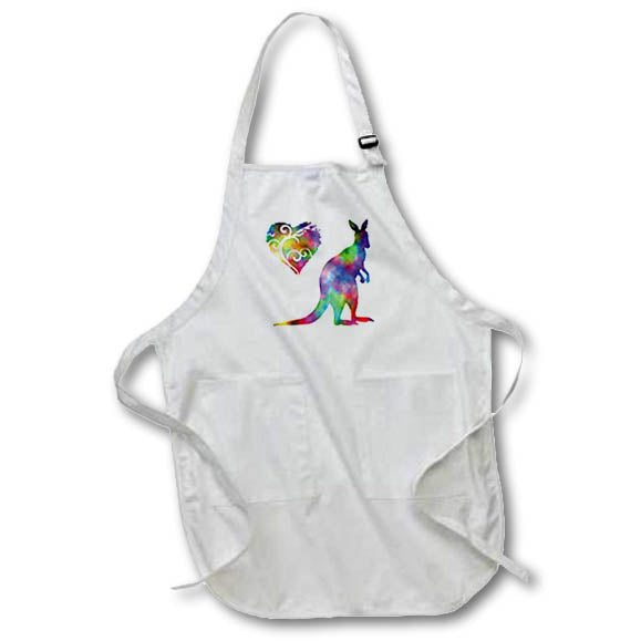Apron - Love Kangaroo- Tie Dye Kangaroo and Swirly Heart Designs- LOVE ANIMALS