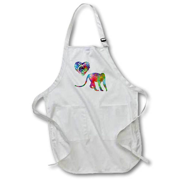 Apron - Love Monkey- Tie Dye Monkey and Swirly Heart Designs- LOVE ANIMALS