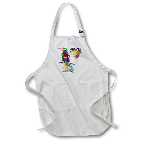 Apron - Love Sun Birds- Tie Dye Sun Bird and Swirly Heart Designs- LOVE ANIMALS