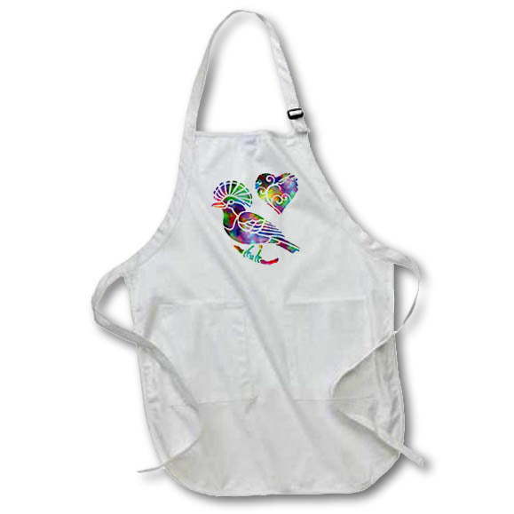 Apron - Love Hoopoe Birds- Tie Dye Hoopoe Bird and Swirly Heart Designs- LOVE ANIMALS