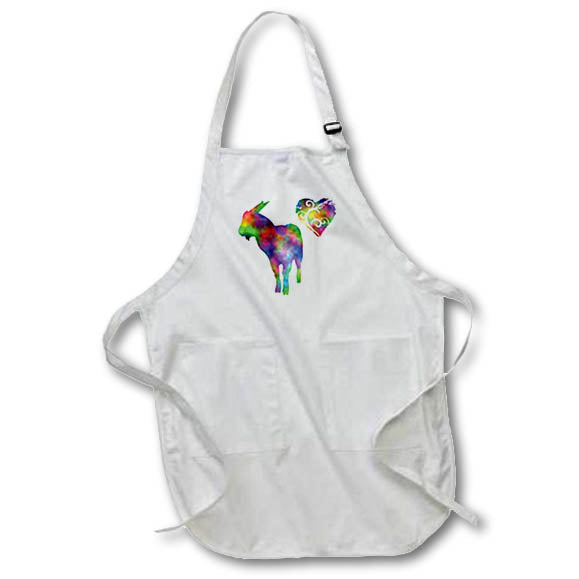 Apron - Love Goats- Tie Dye Goat and Swirly Heart Designs- LOVE ANIMALS