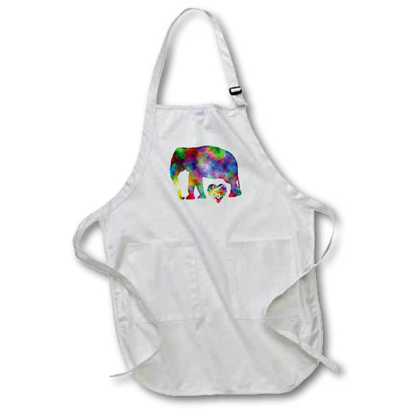 Apron - Love Elephant- Tie Dye Elephant and Swirly Heart Designs- LOVE ANIMALS