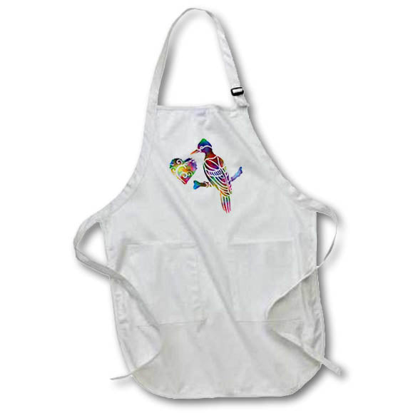 Apron - Love Woodpecker- Tie Dye Woodpecker Bird and Swirly Heart Designs- LOVE ANIMALS