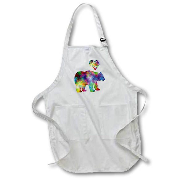 Apron - Love Bear- Tie Dye Bear and Swirly Heart Designs- LOVE ANIMALS
