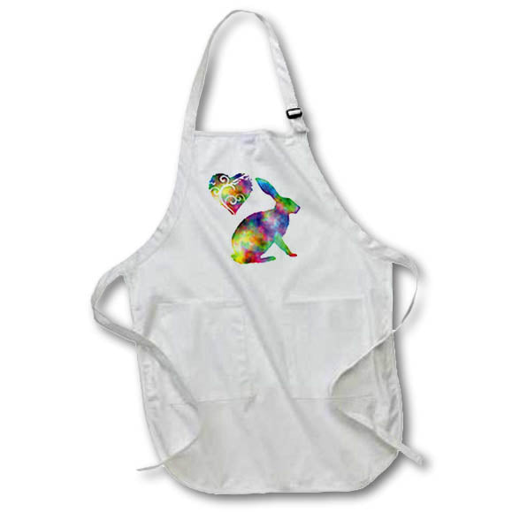 Apron - Love Rabbit- Tie Dye Rabbit and Swirly Heart Designs- LOVE ANIMALS