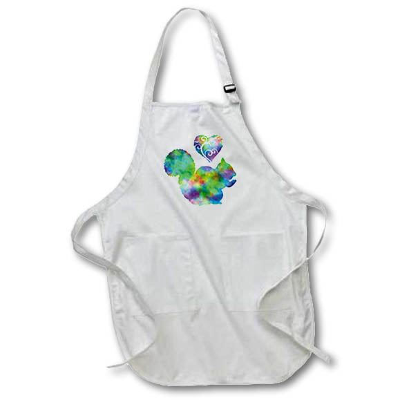 Apron - Love Squirrel- Tie Dye Squirrel and Swirly Heart Designs- LOVE ANIMALS